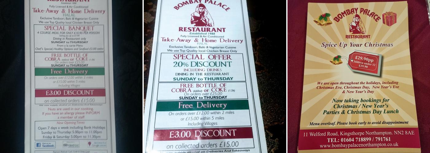 Bombay Palace Restaurant Menu