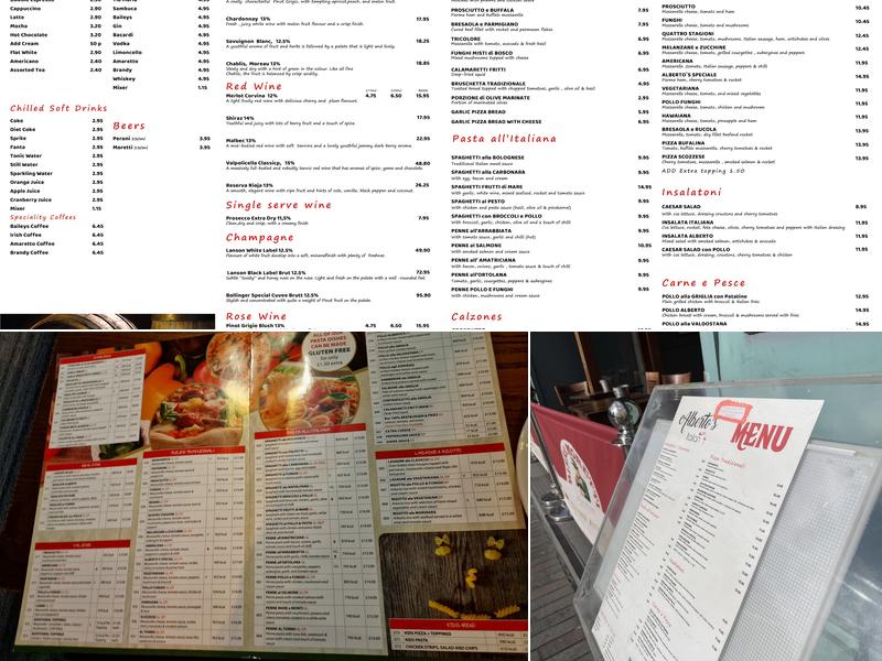 Alberto's Italian. Menu