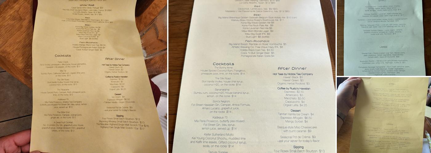 Moon and Turtle Menu