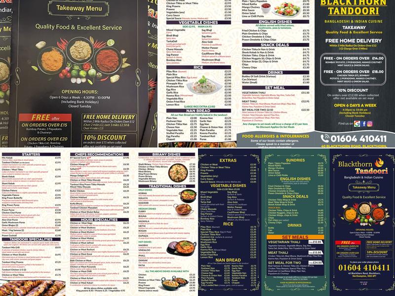 Blackthorn Tandoori Menu