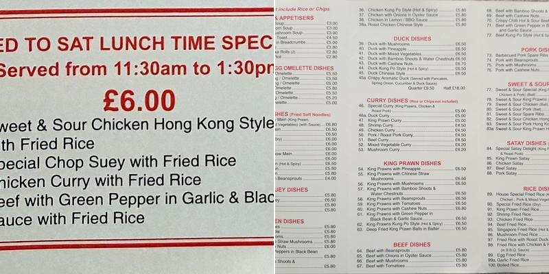 Golden Rice Bowl Menu