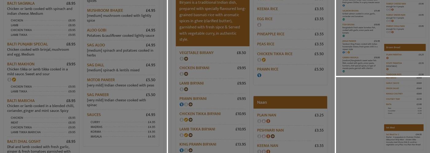 Imran Balti Hut Menu