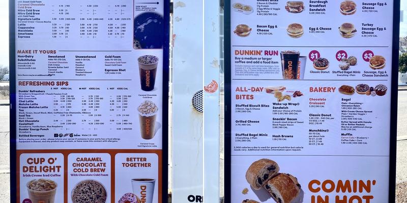 Dunkin' Menu