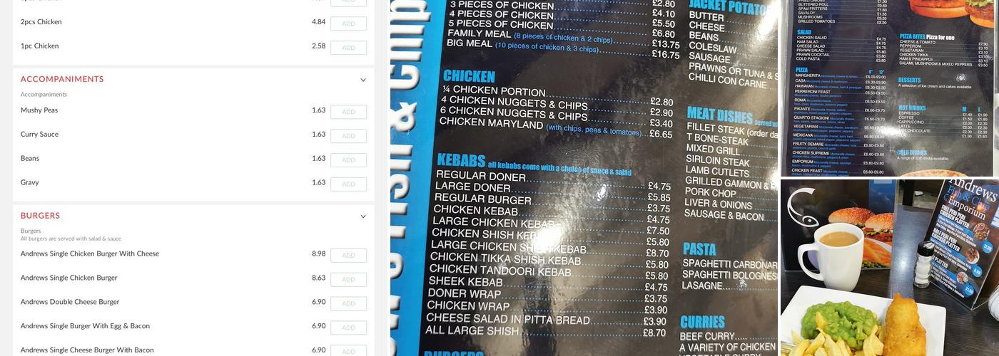 Andrews Fast Food Emporium Menu