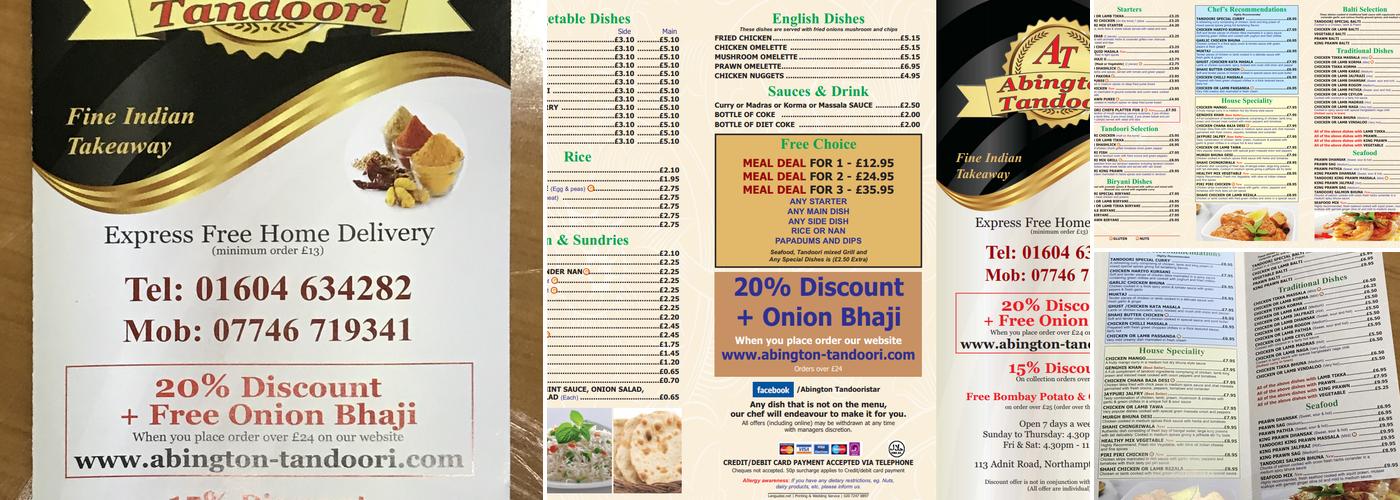 Abington Tandoori Menu