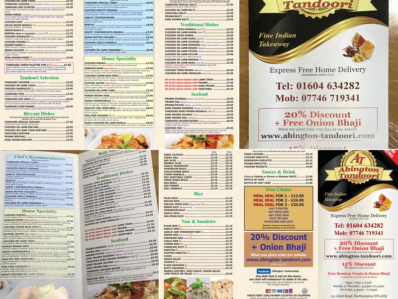 Abington Tandoori Menu