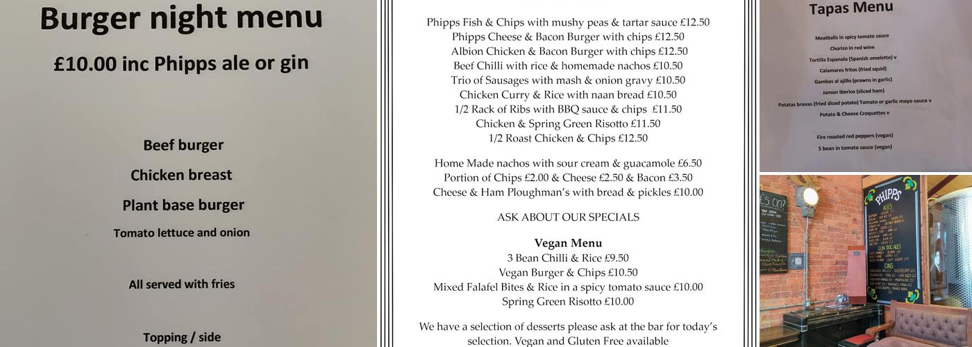 Albion Brewery Bar Menu