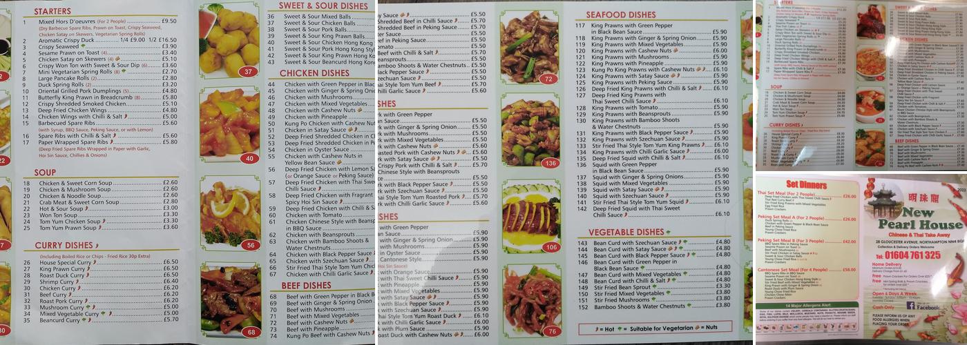 New Pearl House Menu