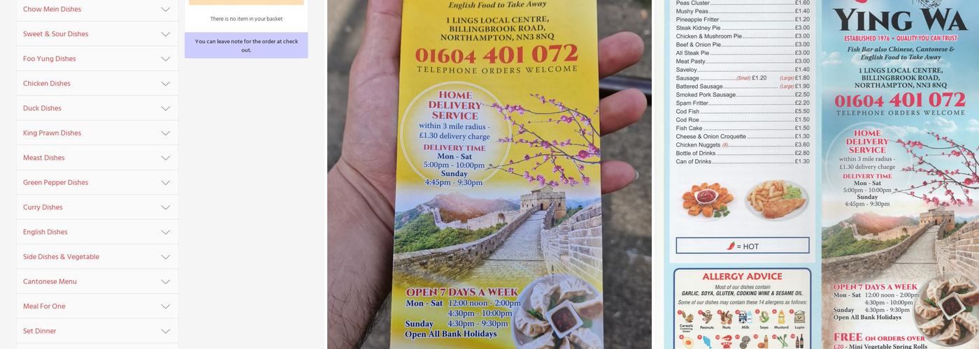 Ying Wa Menu