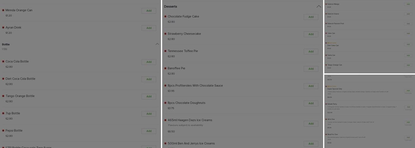 King Kebab, Northampton Menu