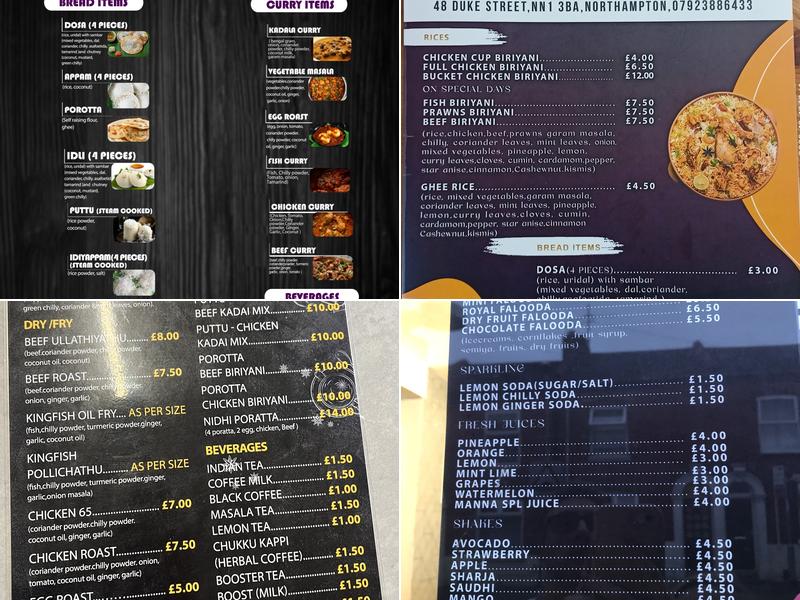 Manna food corner Menu