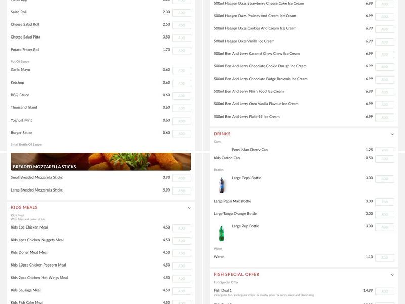 Gary's Peri Peri Menu