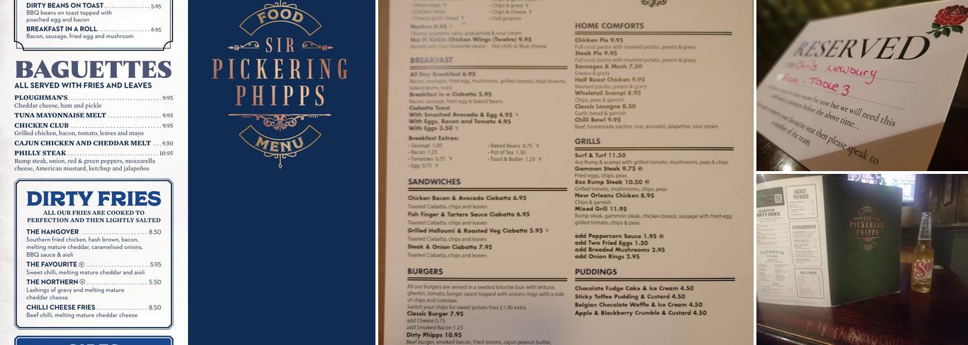 Sir Pickering Phipps Menu