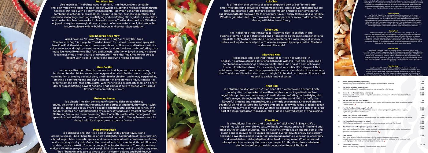 Sukanda's Thai Kitchen Menu