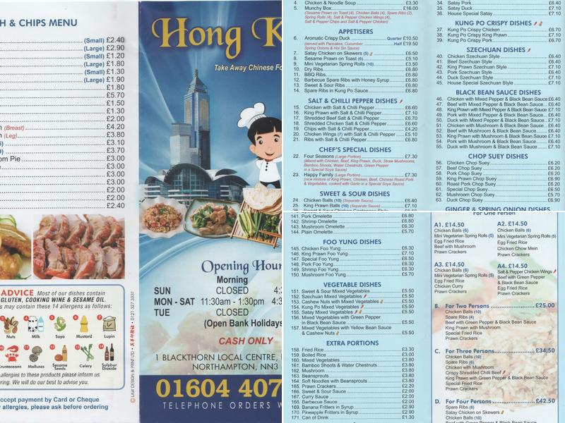 Hong Kong Takeaway Menu