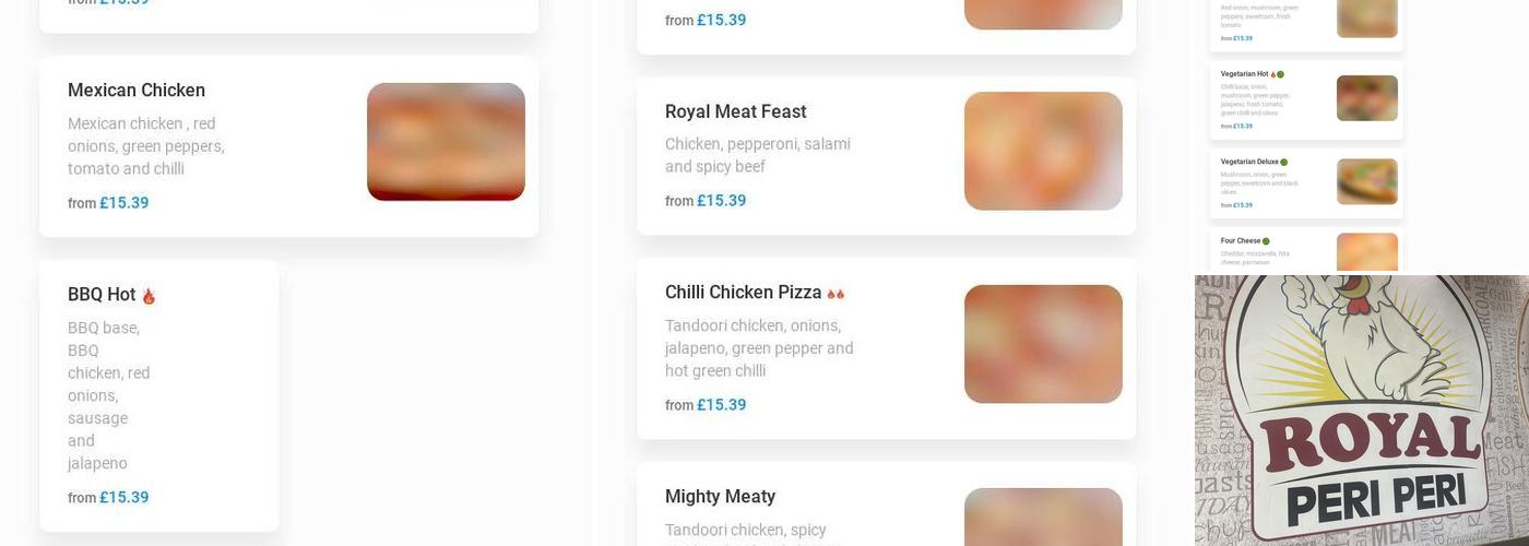 Royal Peri Peri Fried Chicken Menu