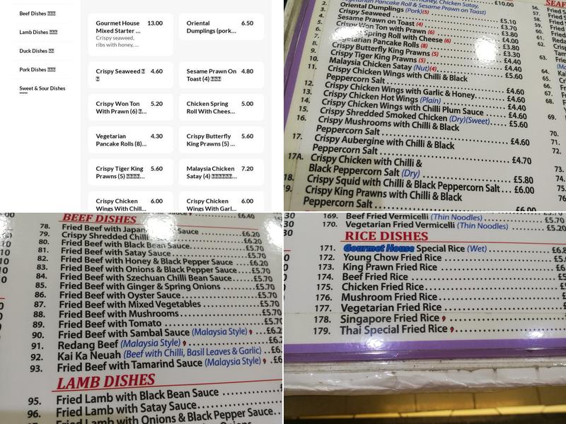 Gourmet House Takeaway (Order Online) Menu