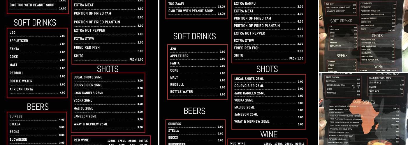 Tip Toe Restaurant Menu