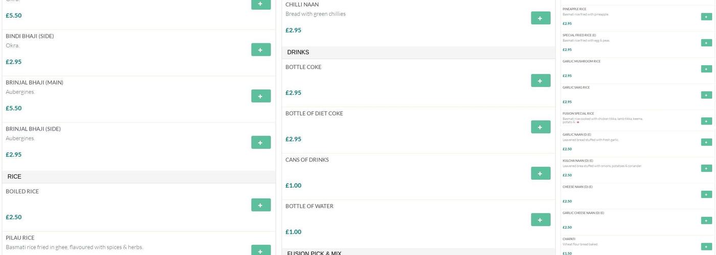Fusion Spice Menu