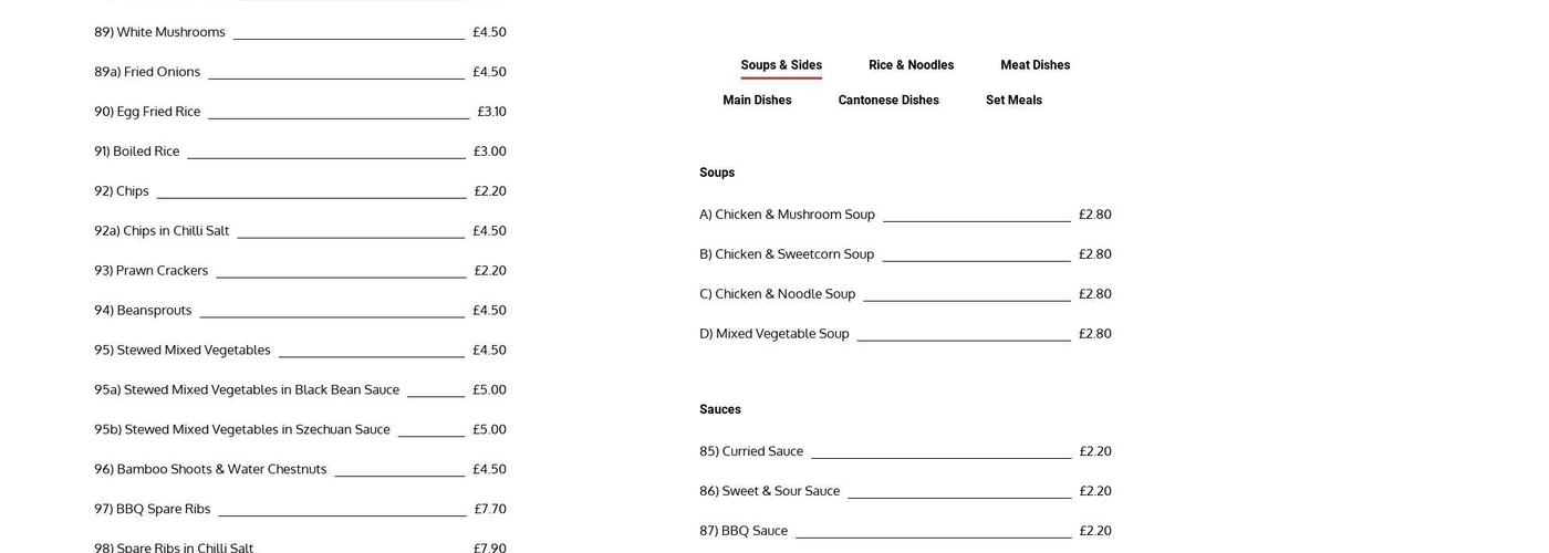 Golden Chef Chinese Van Menu