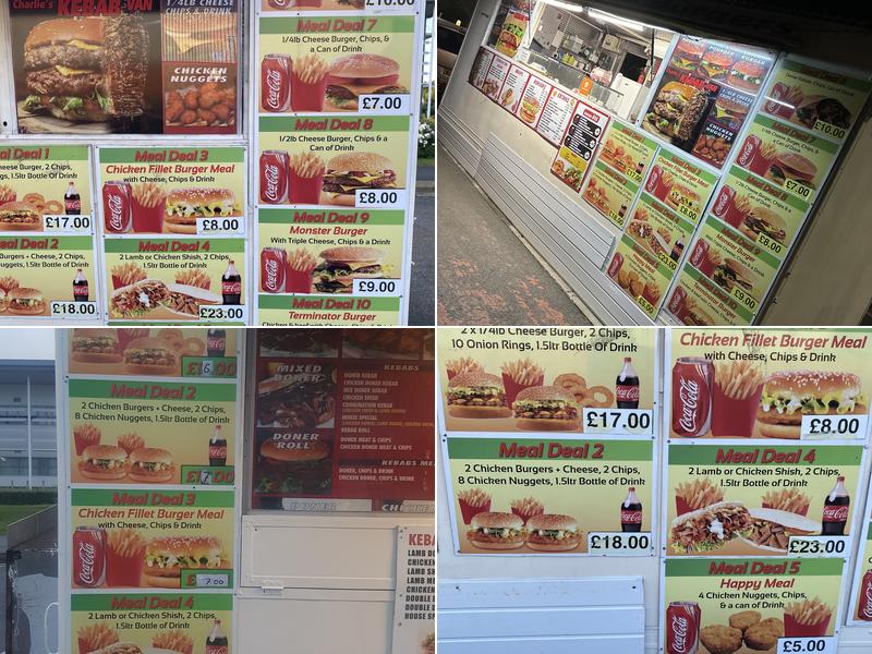 Charlies Kebab Van Menu