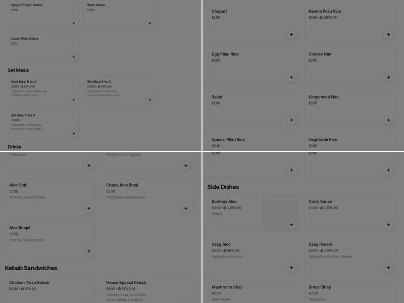 Kingsmead Spice Menu