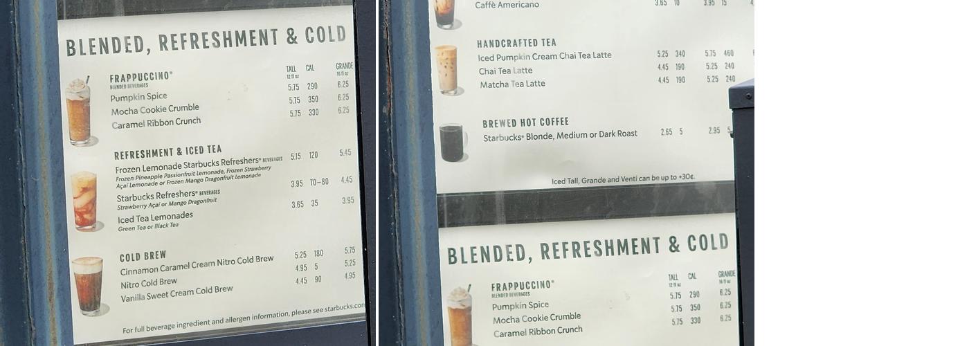 Starbucks Menu