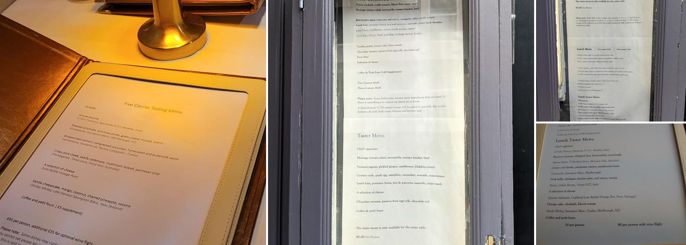 Roger Hickman's Restaurant Menu