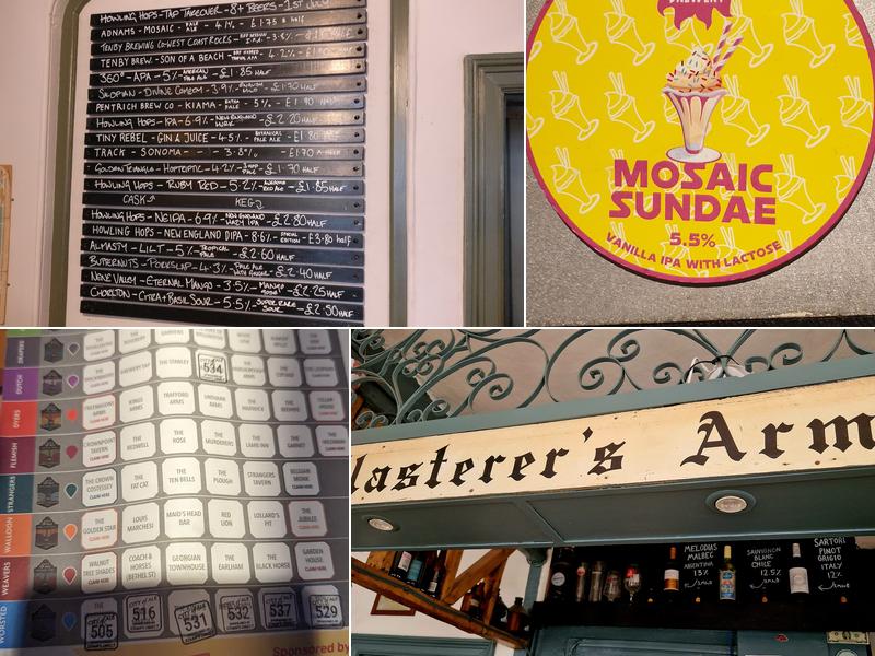 The Plasterers Arms Menu