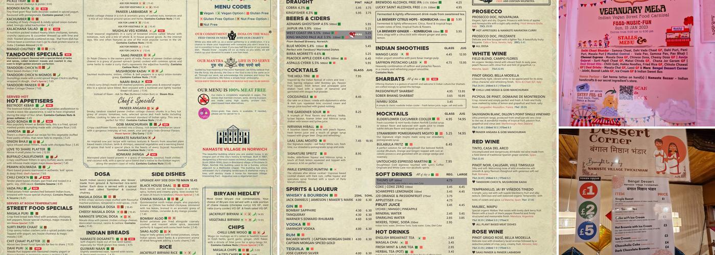 Namaste Village Norwich Menu