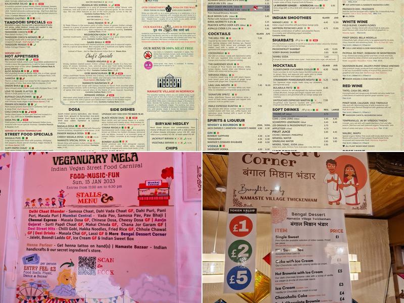 Namaste Village Norwich Menu