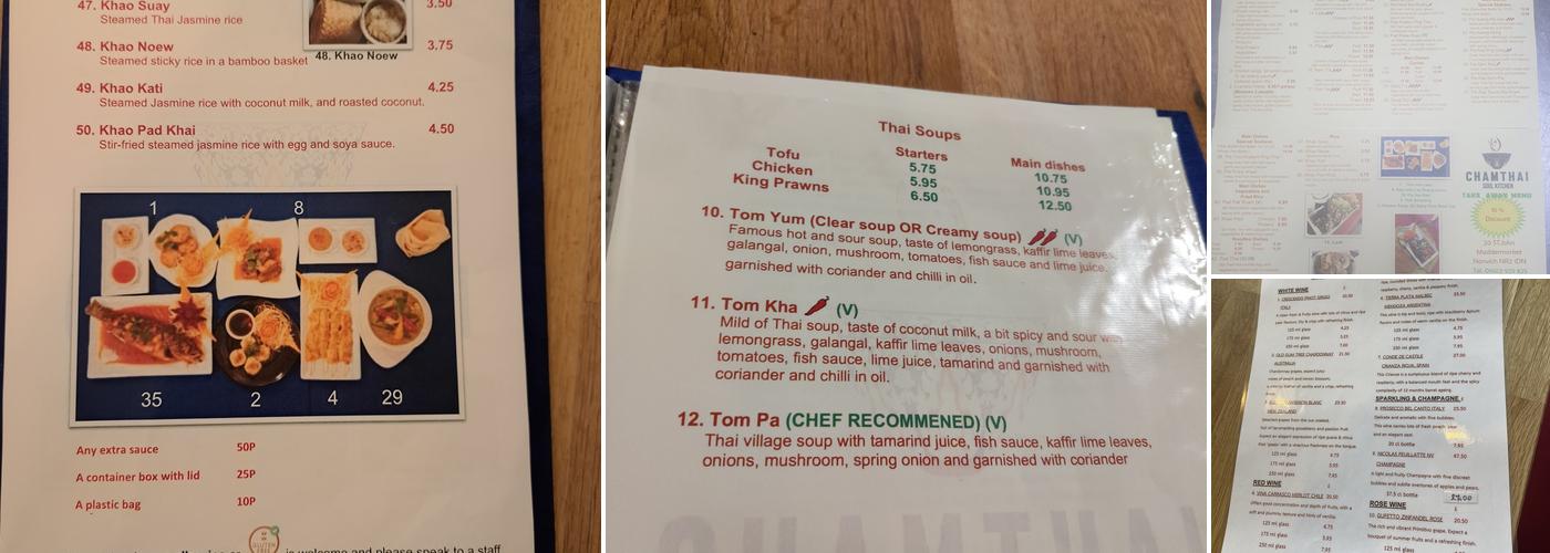 Chamthai Soul Kitchen Menu