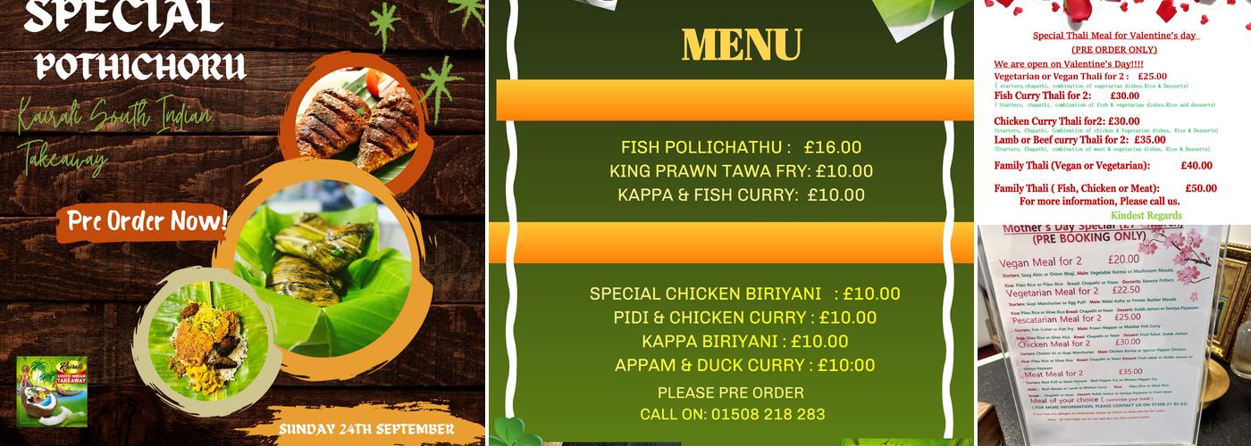 Kairali South Indian Menu