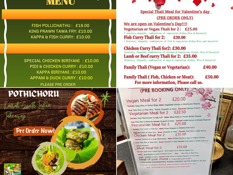 Kairali South Indian Menu