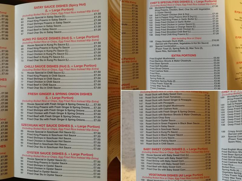 Mowden Chinese Take Away Menu