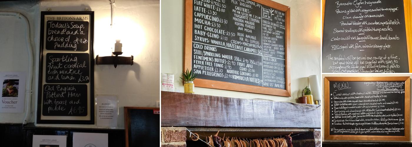 Britons Arms Menu