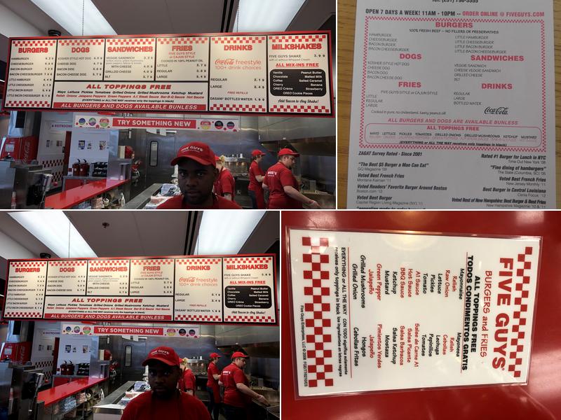 Five Guys Menu