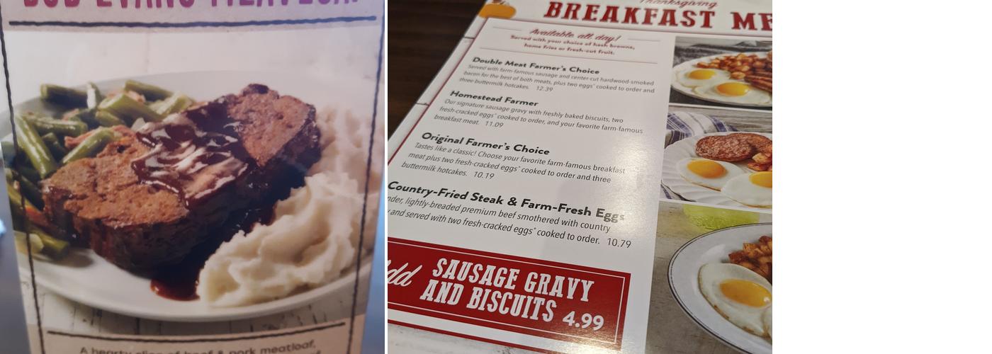 Bob Evans Menu