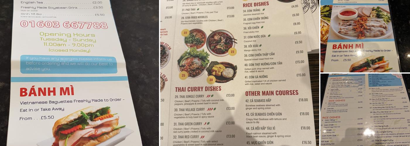Vietnam Pho Menu