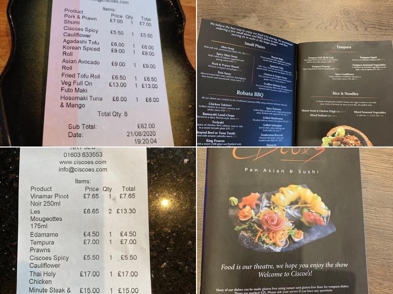 Ciscoe's Pan Asian & Sushi Menu