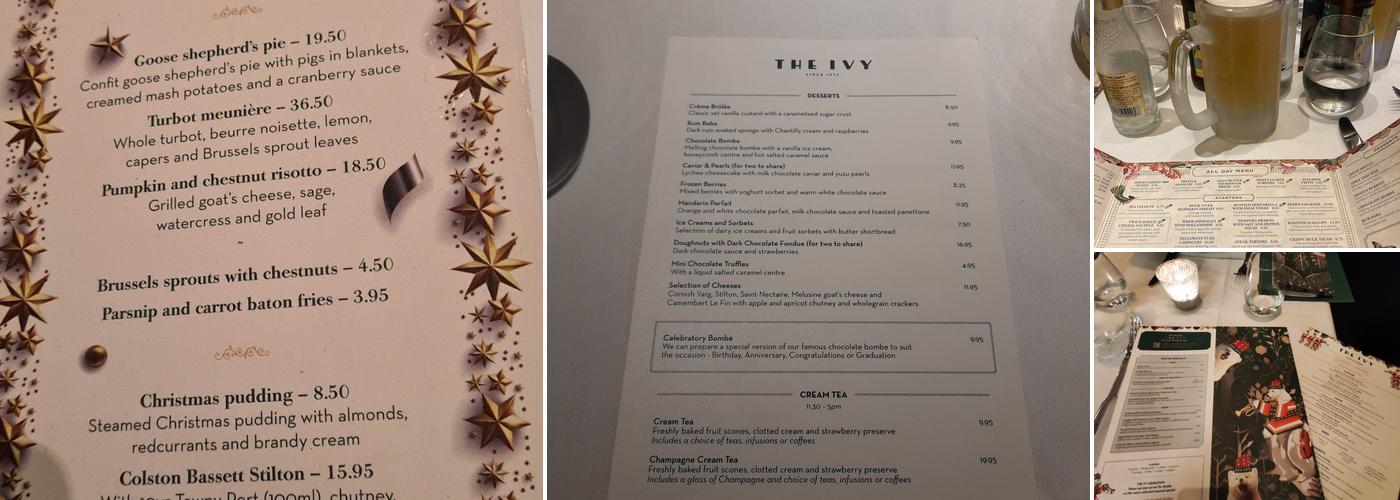 The Ivy Norwich Brasserie Menu
