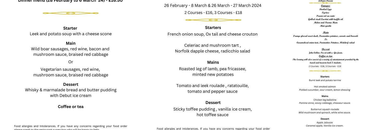 Debut Restaurant Menu