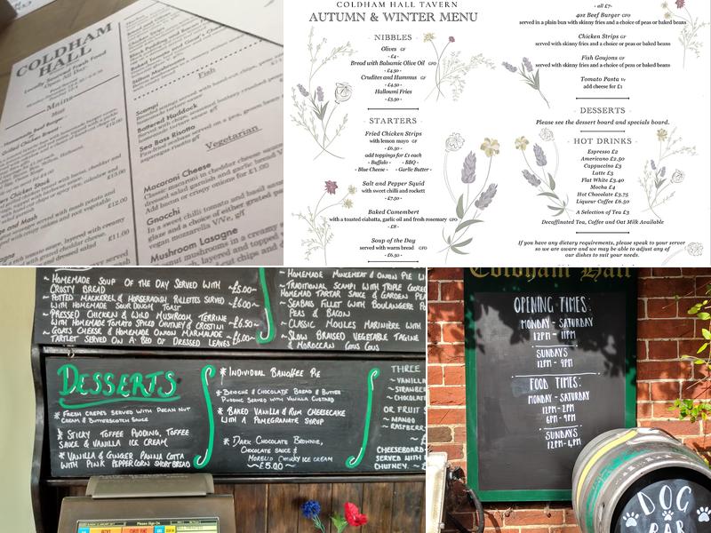Coldham Hall Menu