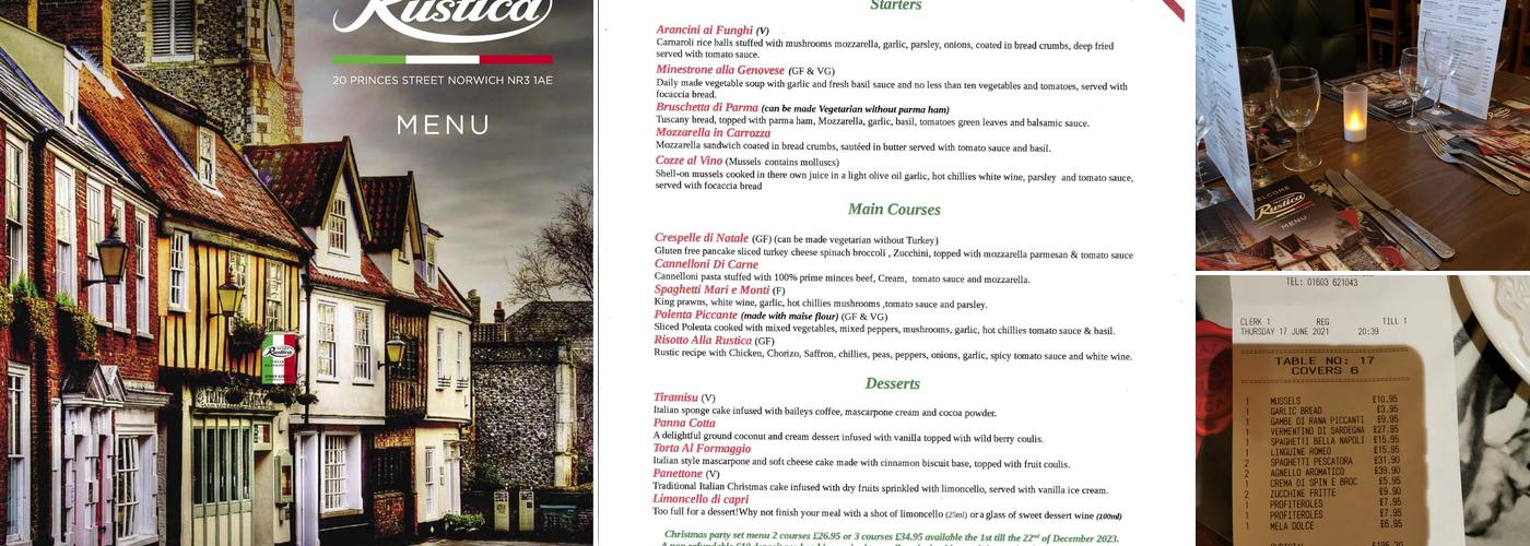 Trattoria Rustica Menu