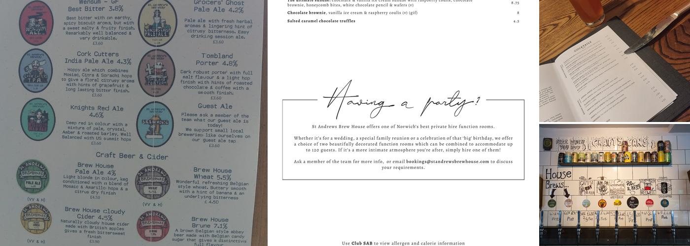 St Andrews Brew House Menu