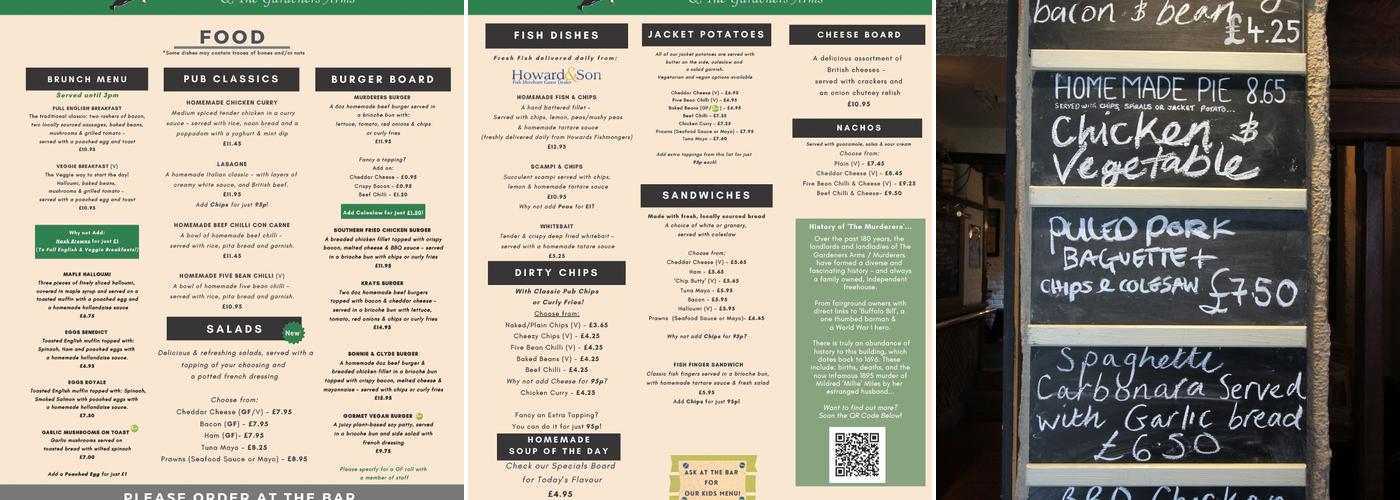 Gardeners Arms Menu