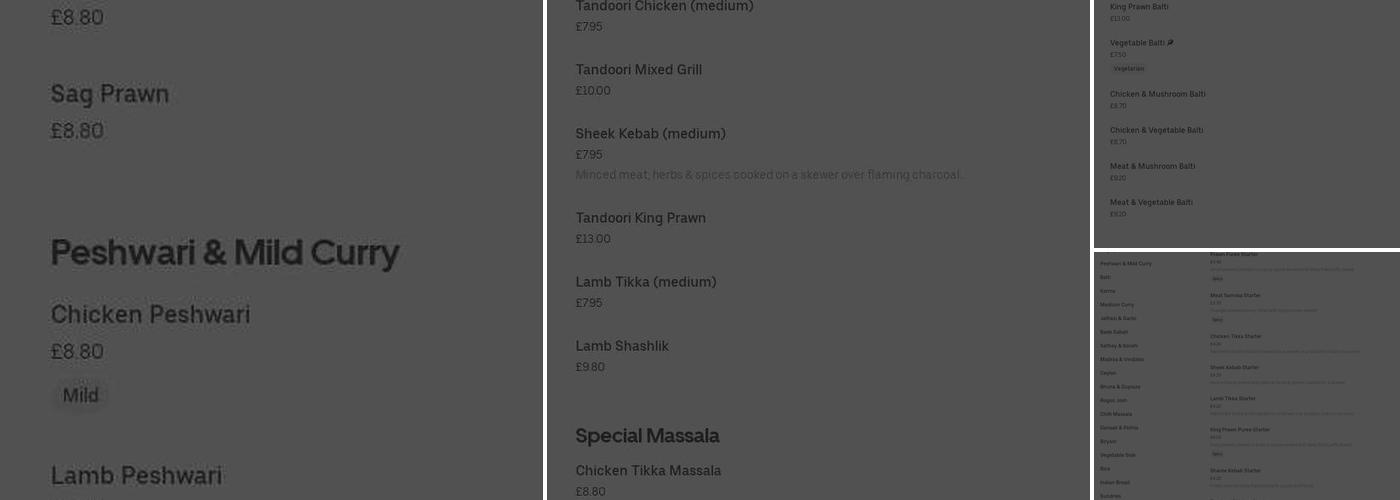 Shah Zahan Tandoori Menu