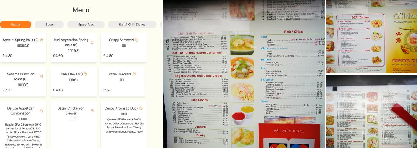 The Golden Fish Menu