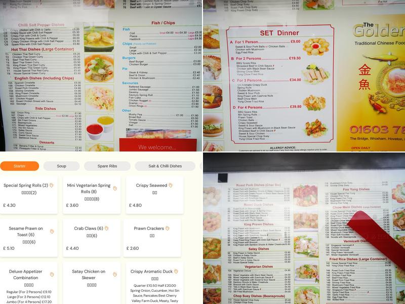 The Golden Fish Menu