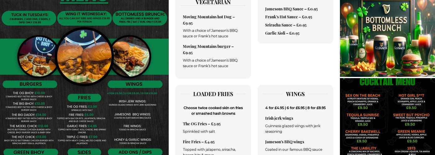 The Bun Exchange Menu